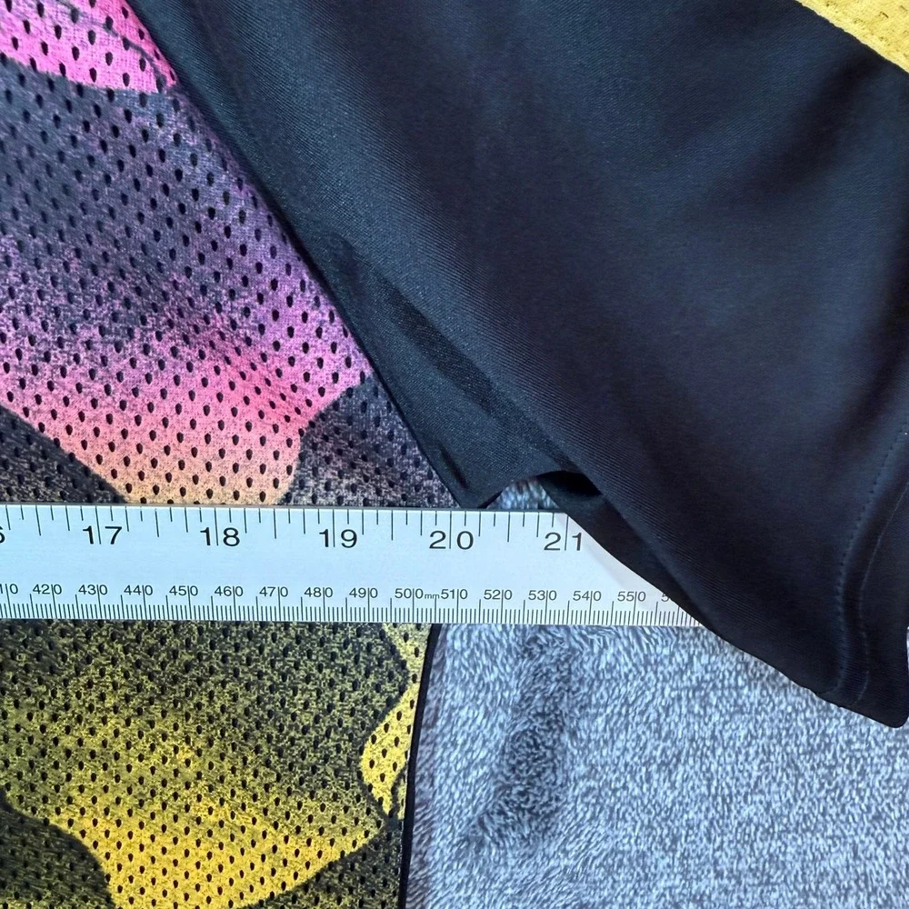 Adidas Sportswear Jersey Mens M Multicolor Mesh Camo Black Yellow Short Sleeve